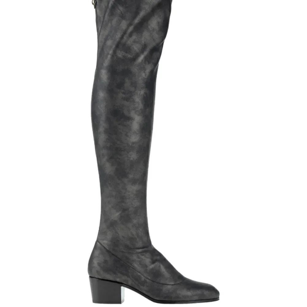 Giuseppe ZANOTTI Nicky 40 Over the Knee Marble Grey Black TALL BOOTS New in box